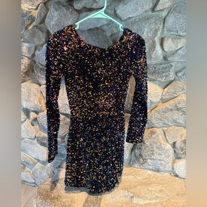 Sequin Long Sleeve Dress